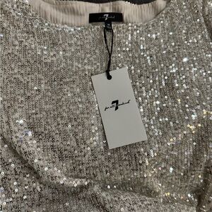 7 For All Mankind Sparkling Silver Sequin mini dress